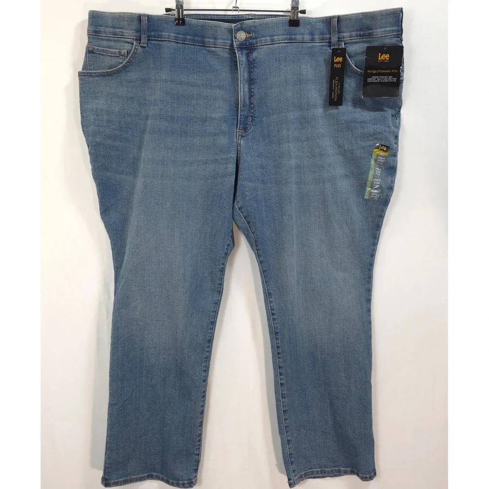 Lee Jeans Straight Leg Flex-Motion Mid Rise Blue Women 30W Petite Classic Casual